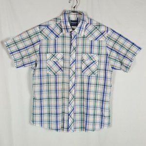 Vtg Wrangler Western Pearl Snap Shirt XL White